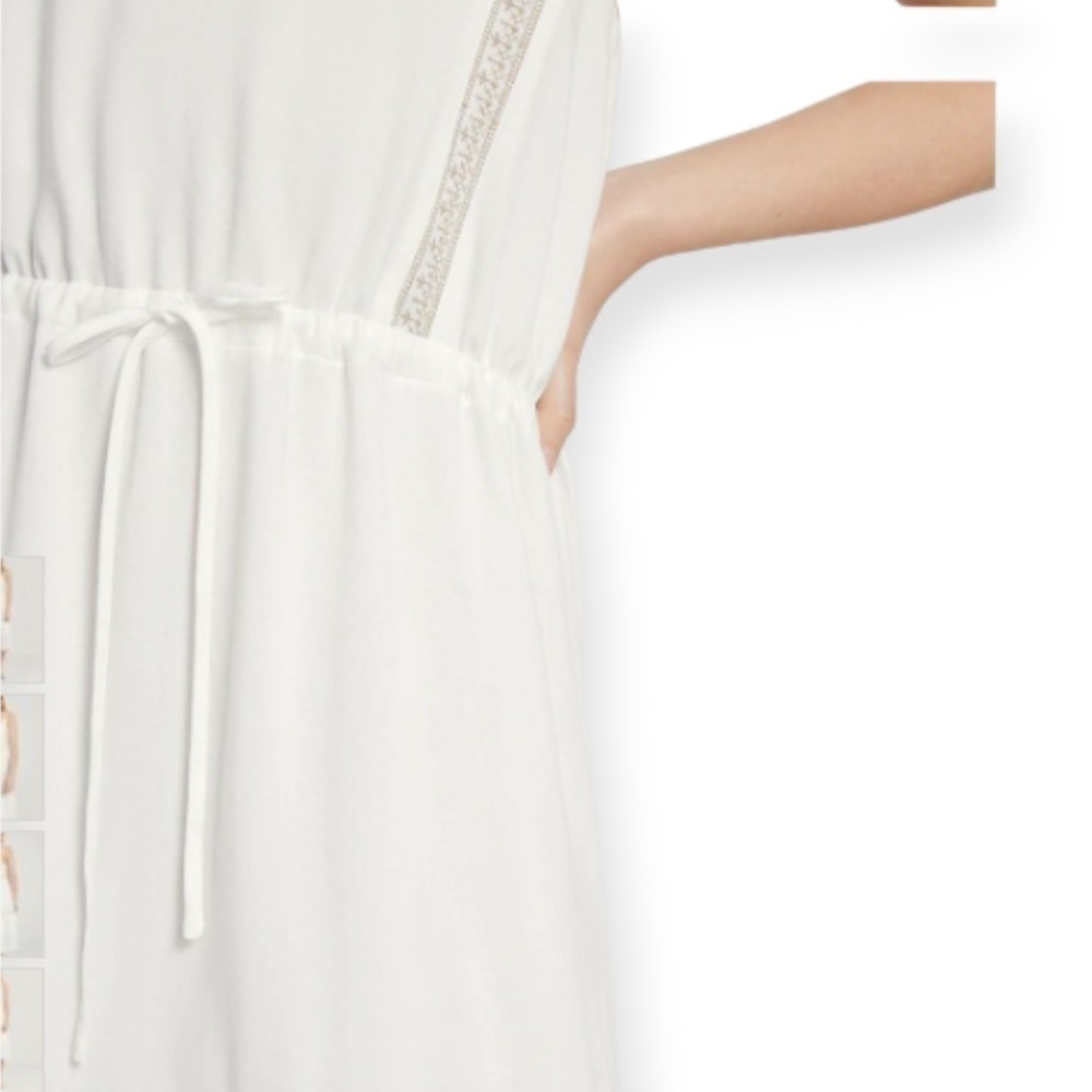 Frank and Oak White Embroidered Cami Midi Linen Blend Dress SZ Small - Picture 5 of 14